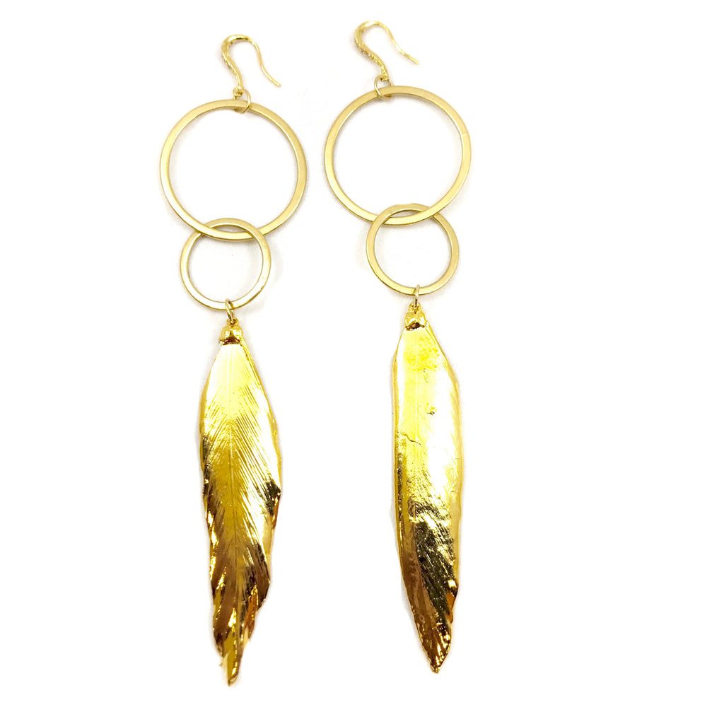 Gold Dipped Feather Earrings – ZADA OFFICIAL